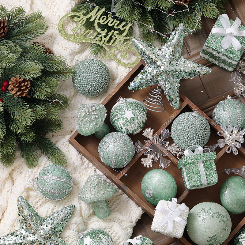 Nuevos productos transfronterizos espuma bola de Navidad decoración de árbol de Navidad colgante colgante colgante decoración de Navidad pintada a mano bola de colores decoración de Navidad