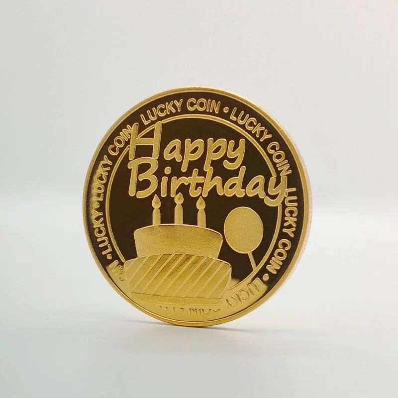 Трансграничный торт ко дню рождения Памятная монета Четырехлистный Клевер Монета на удачу Подарок на день рождения Памятный медальон Монета на день рождения Золотая монета