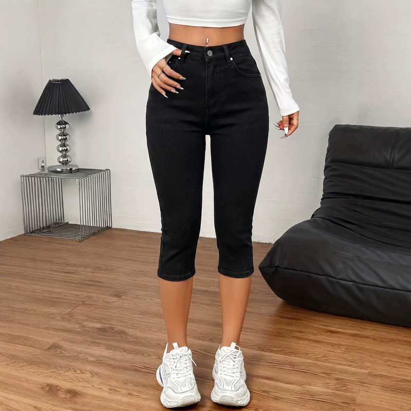 Cross-Border Women's Black Skinny Jeans, Stretchy, Slim-Fit, Cropped, European and American Style, Amazon Tk Cross-Border Women's Black Skinny Jeans, Stretchy, Slim-Fit, Cropped, European and American Style, Amazon Tk
