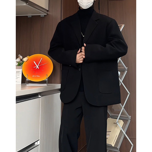 Black Short Suit Jacket Men's Winter cotton and thickening Cotton-padded Jacket Sense British Windwool Coat