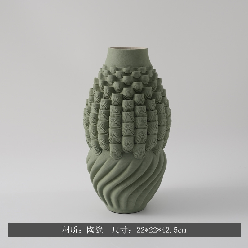 Moderno minimalista creativo 3D impresión de vasijas de cerámica modelo de casa decoración de encimera decorativa secadora de flores de forma especial
