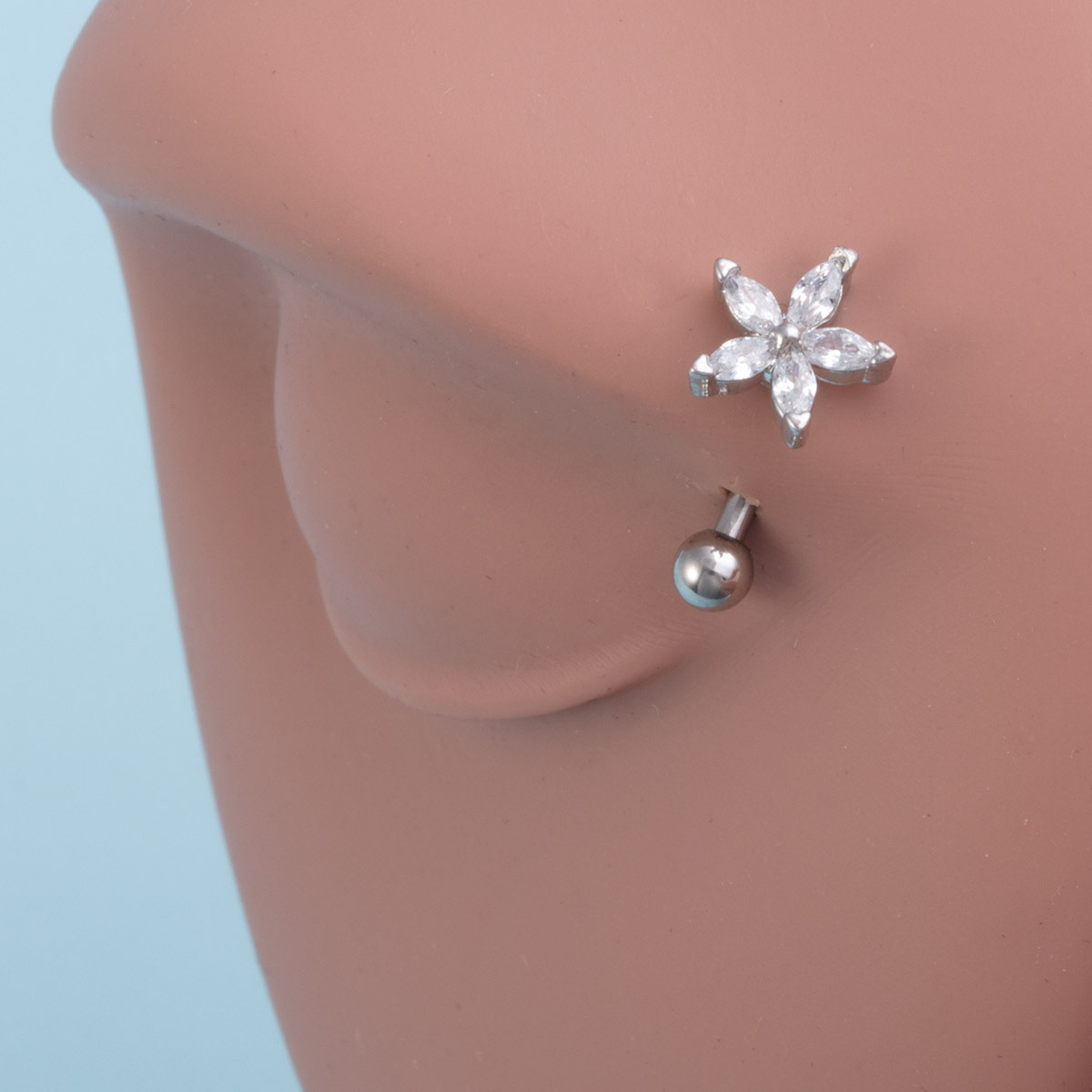Piercing nombril en acier inoxydable avec papillon en zircon_voghion.com