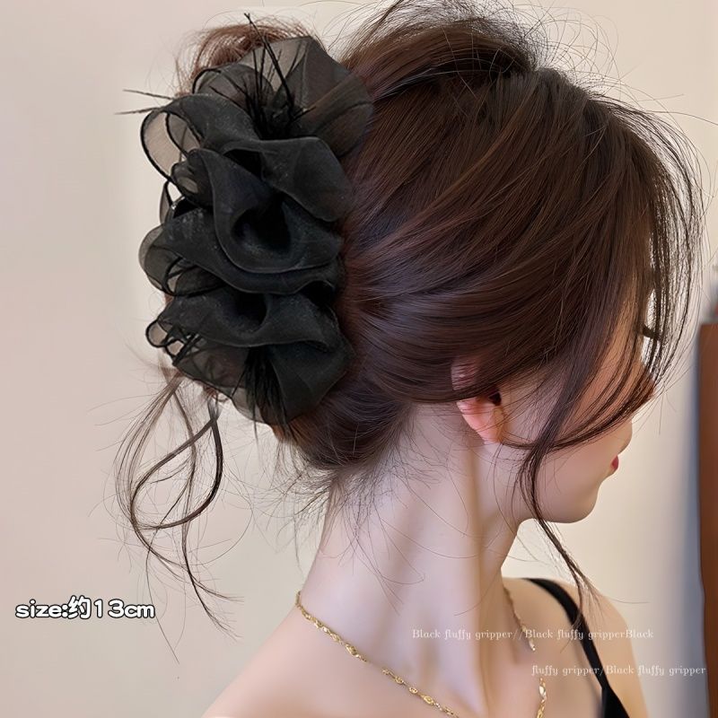 Clip de abrazadera de arco de satén negro detrás de la cabeza grande tiburón clips princesa clip de cabello red tarjeta de cabello rojo adornamiento para el cabello explosivo