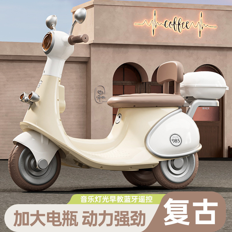Motocicleta eléctrica para niños de 1 - 3 - 6 años de edad, bebé masculino y femenino al aire libre puede ser una persona cargada, coche de dibujos animados de control remoto se puede montar