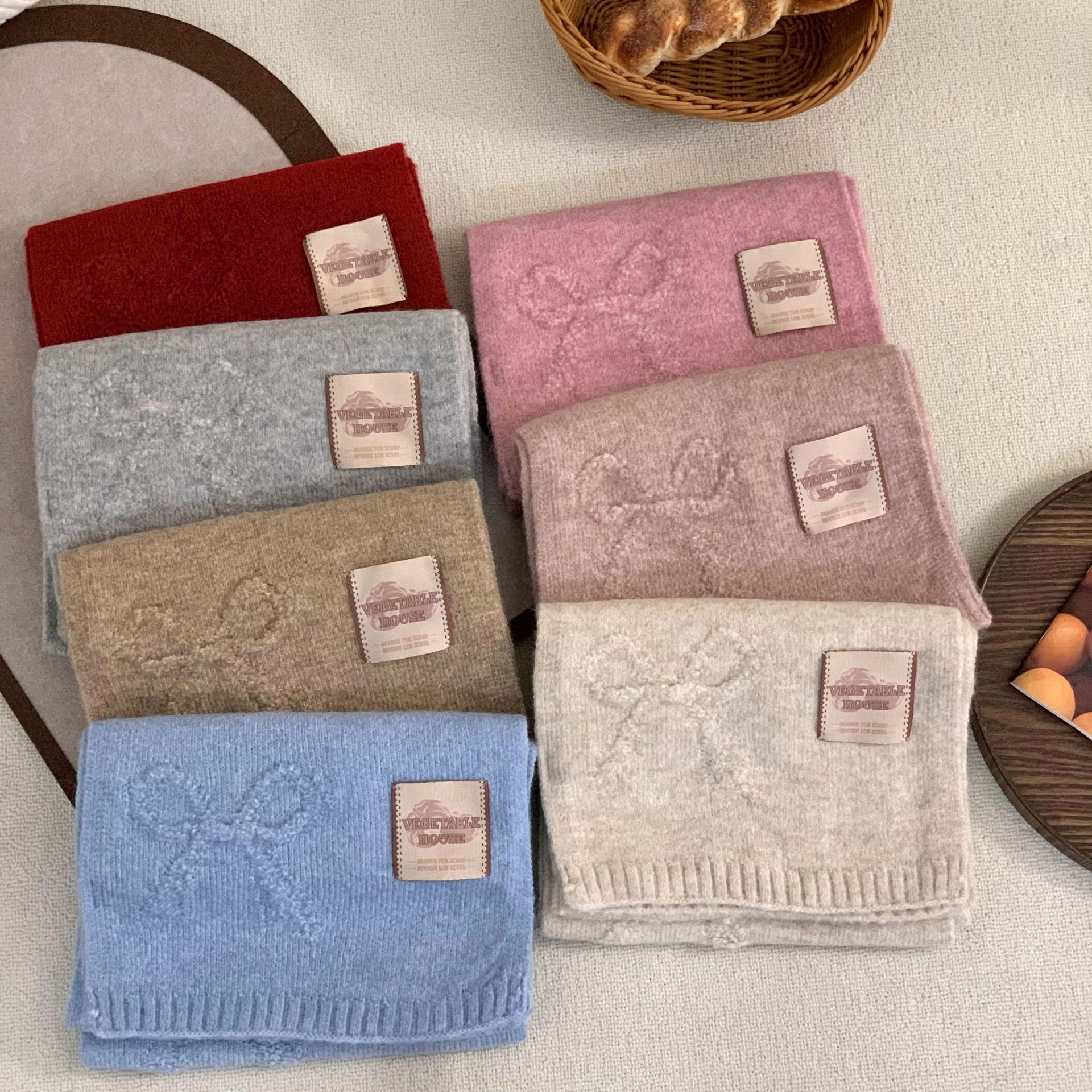 Bufandas coreanas para mujeres 2025, otoño y invierno, nuevo estilo, bufandas de arco caliente, bufandas de lana al por mayor