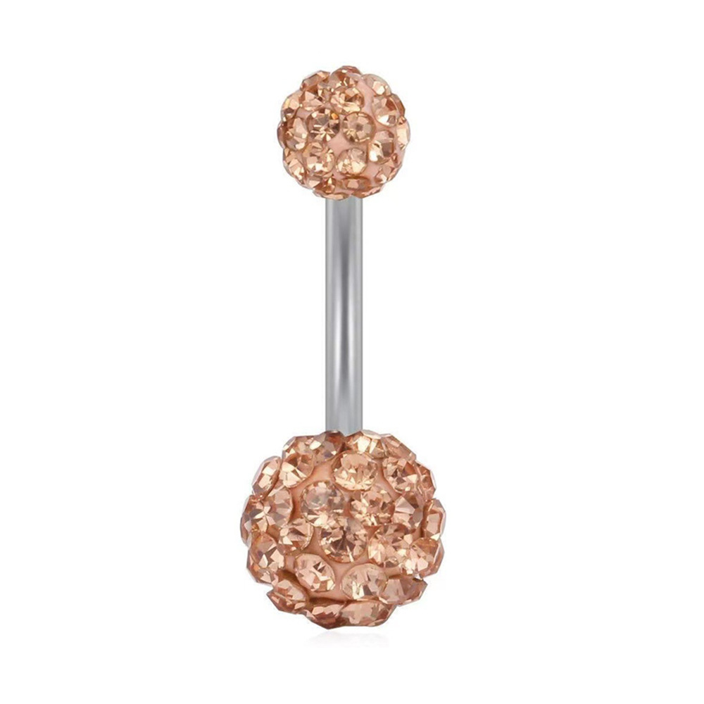 Rhinestone Belly Button Ring With Starburst Design In Steel_voghion.com