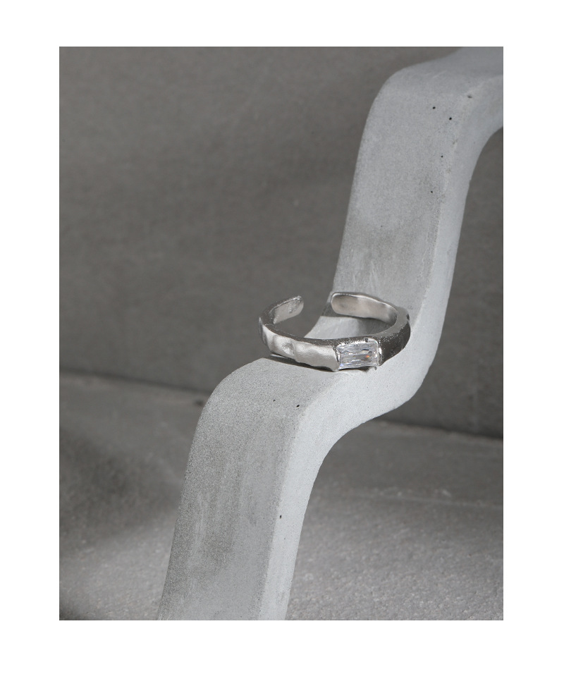 Simple Style Geometric Sterling Silver Plating Zircon Open Ring 1 Piece
