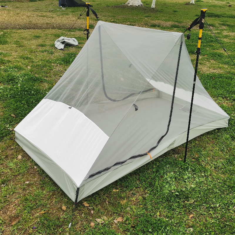 New 15D nylon blue ultra-light convenient double-layer three-season rainproof wind-resistant Mountain double-door camping tent