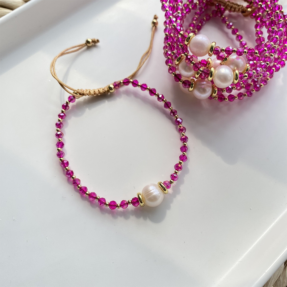 Artificial Crystal, Freshwater Pearl Material 1 Piece Fashion Geometric Artificial Crystal Freshwater Pearl Beaded Unisex Bracelets