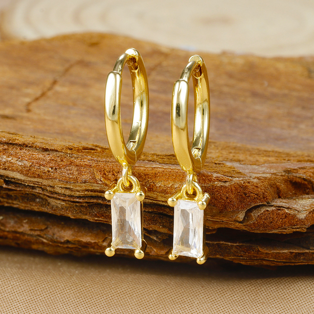 1 Par Elegante Geométrico Gotitas De Agua Enchapado Cobre Circón Pendientes De Gota Aretes display picture 16