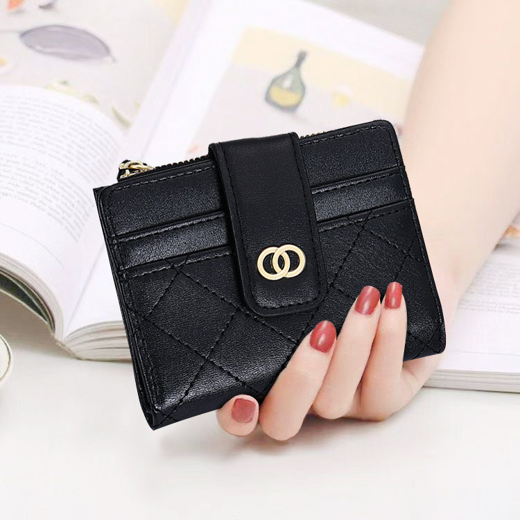 Monedero estilo tweed para mujer, monedero con cremallera corta para estudiantes, tarjetero multifuncional de gran capacidad, cartera para estudiantes