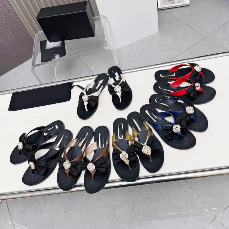 25 New high quality Europe, America, Middle East, Dubai, Netherlands, Turkey, Africa Leather Bow Pearl Buckle Flip Flops