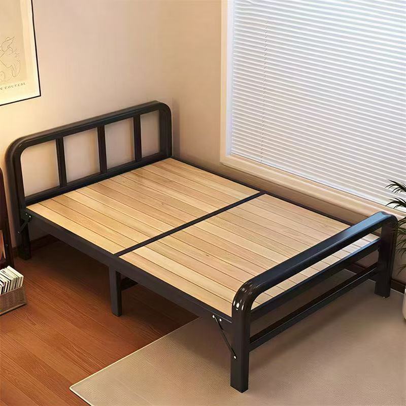 Iron bed for temporary housing, single bed, simple office nap tool, dormitory foldable bed, reinforced wooden bed Iron bed for temporary housing, single bed, simple office nap tool, dormitory foldable bed, reinforced wooden bed