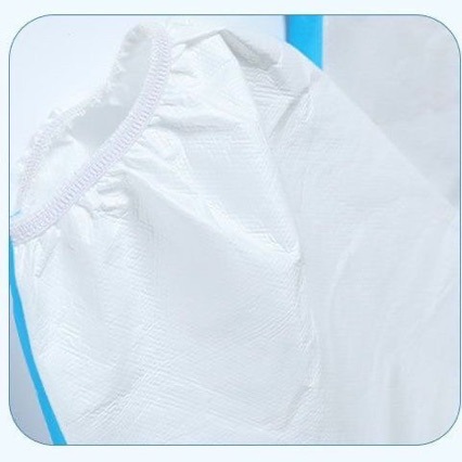 独立包装一次性防护服白色带蓝色压条连帽防护服临期新日前