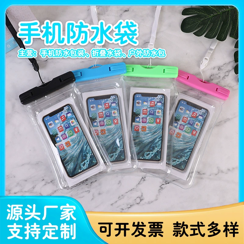 Прозрачный надувной водонепроницаемый чехол для мобильного телефона из ПВХ, подвесной шеи, панорамный сенсорный экран, рафтинг, еда на вынос, велосипедный сенсорный экран, водонепроницаемый чехол, оптовая продажа