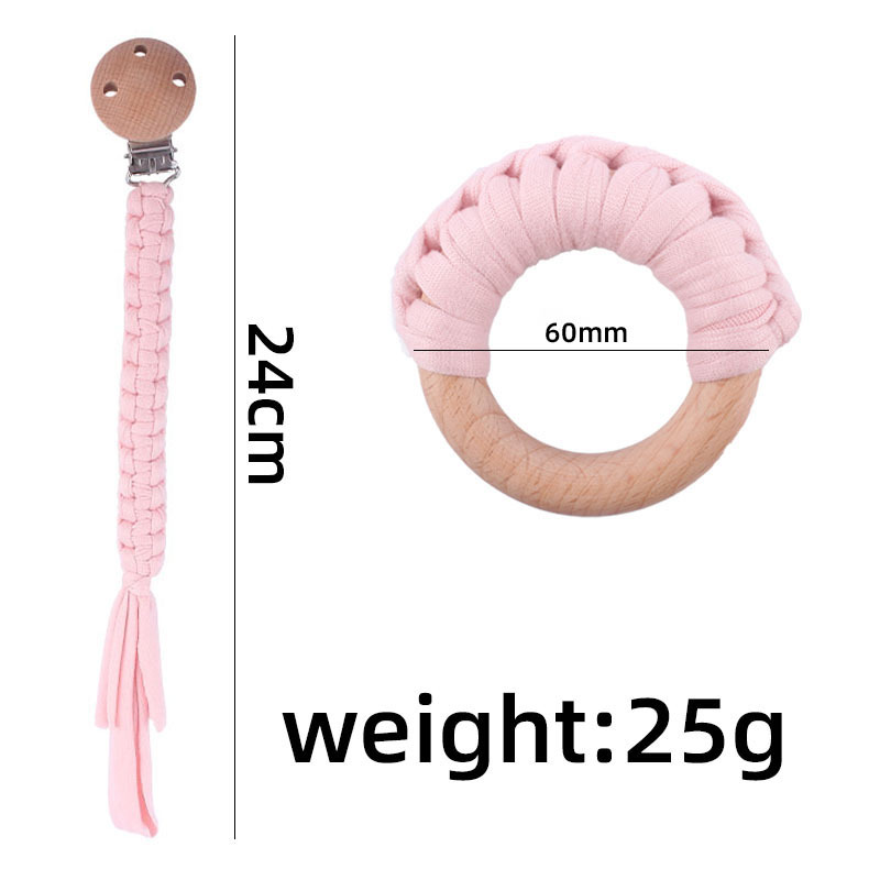 Nuevo bebé suministros haya clip calmante bebé algodón tejido chupete cadena haya anillo mordedor juguete traje