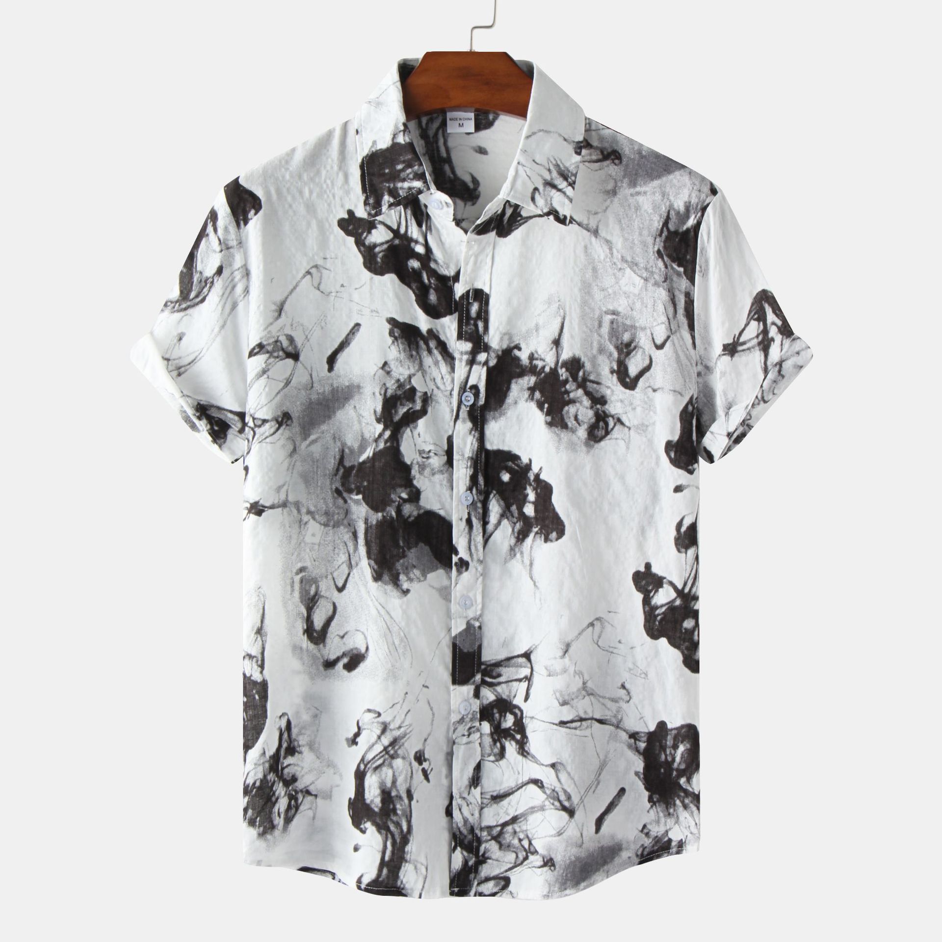 2021 Camisa de hombre de comercio exterior de Amazon manga corta solapa de hombre camisa impresa camisa hawaiana de hombre forro de flores