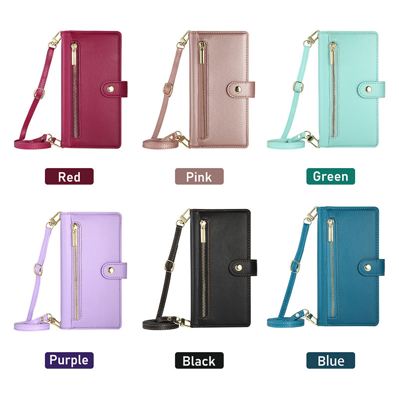 Hot-Selling Nine-Card Zipper Wallet Case for Apple 17Pro Phone, Iphone17Pro Card Holder Wallet with Wrist Strap and Lanyard