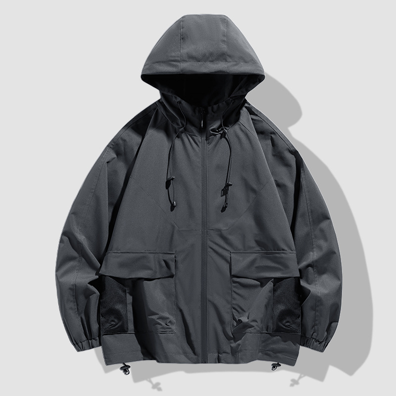 春秋款冲锋衣潮牌新款防风防水工装夹克户外风衣男士机能连帽外套