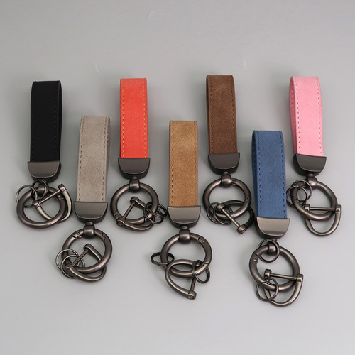 New suede car key chain hardware anti-lost key ring ring can be embossed logo leather key chain wholesale
