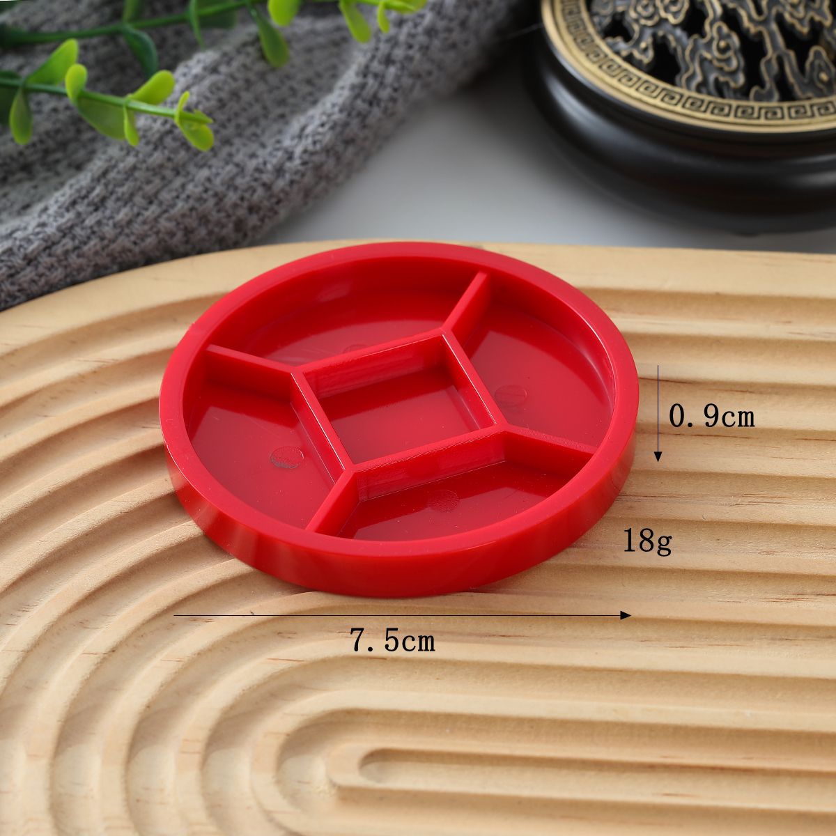 원형 - 빨간색 분할 접시