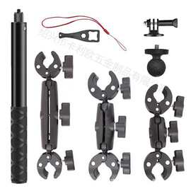 户外骑行U型双头夹自拍杆运动相机蟹钳夹双头大力夹摩托车大力夹