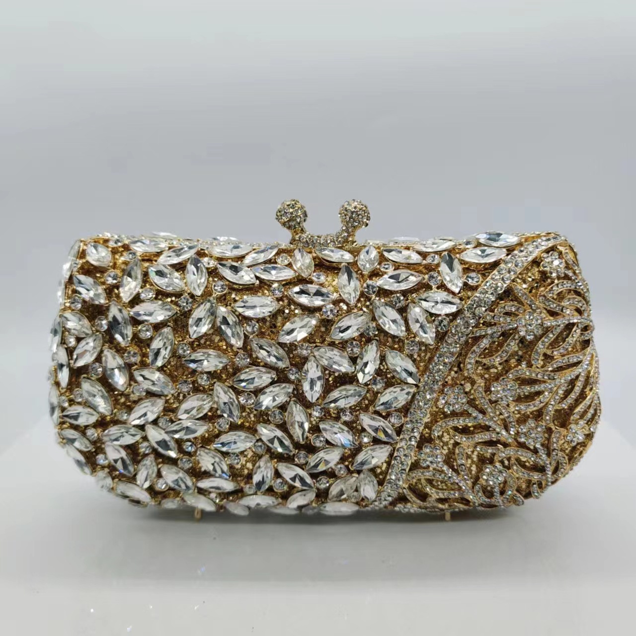 Túi clutch nữ dự tiệc đính kim cương pha lê phong cách Âu Mỹ — Màu vàng, Cá tính đặt làm