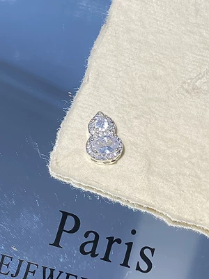 Gourd-Shaped Zircon Diamond Inlaid Zərgərlik ara hissələri - bright-silver-gourd-about-1410mm-single