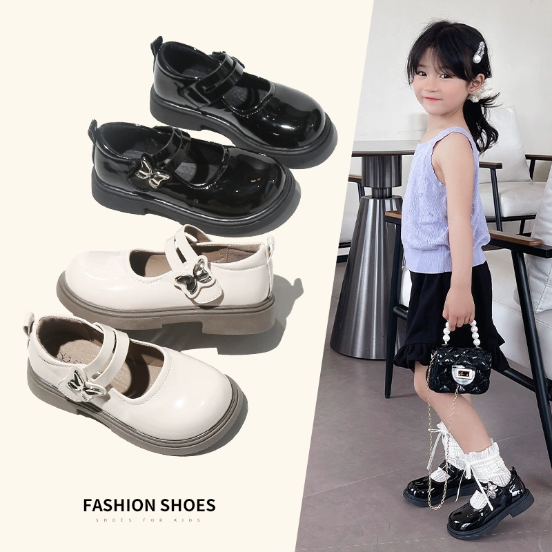 Обувь для девочек весной и летом новый британский стиль модной бабочки выступление принцессы обувь для детей в средней и средней детской одиночной обуви на мягкой подошве маленькая кожаная обувь