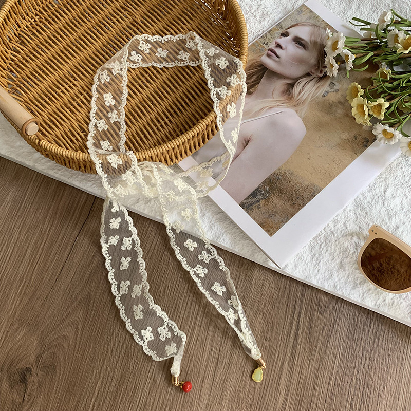 Nuevo colgante de moda de encaje de hadas trenzado correa de cabello flotante correa de cabello blanca correa de cabello universal temperamento correa de cabello hueco