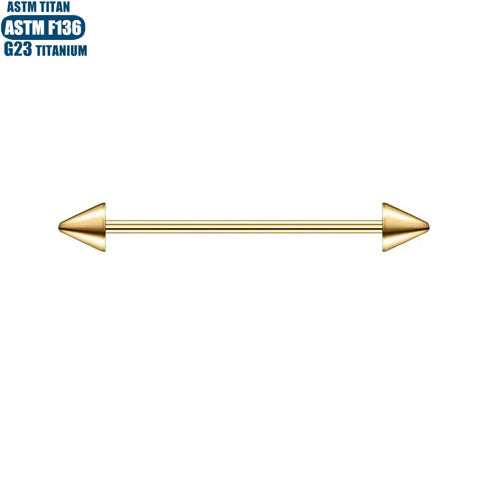 F136 Titanium Alloy Lip Nail Pointed Cone Straight Bar Tongue Nail Internal Spiral Piercing Jewelry Tragus Earring detail image 7