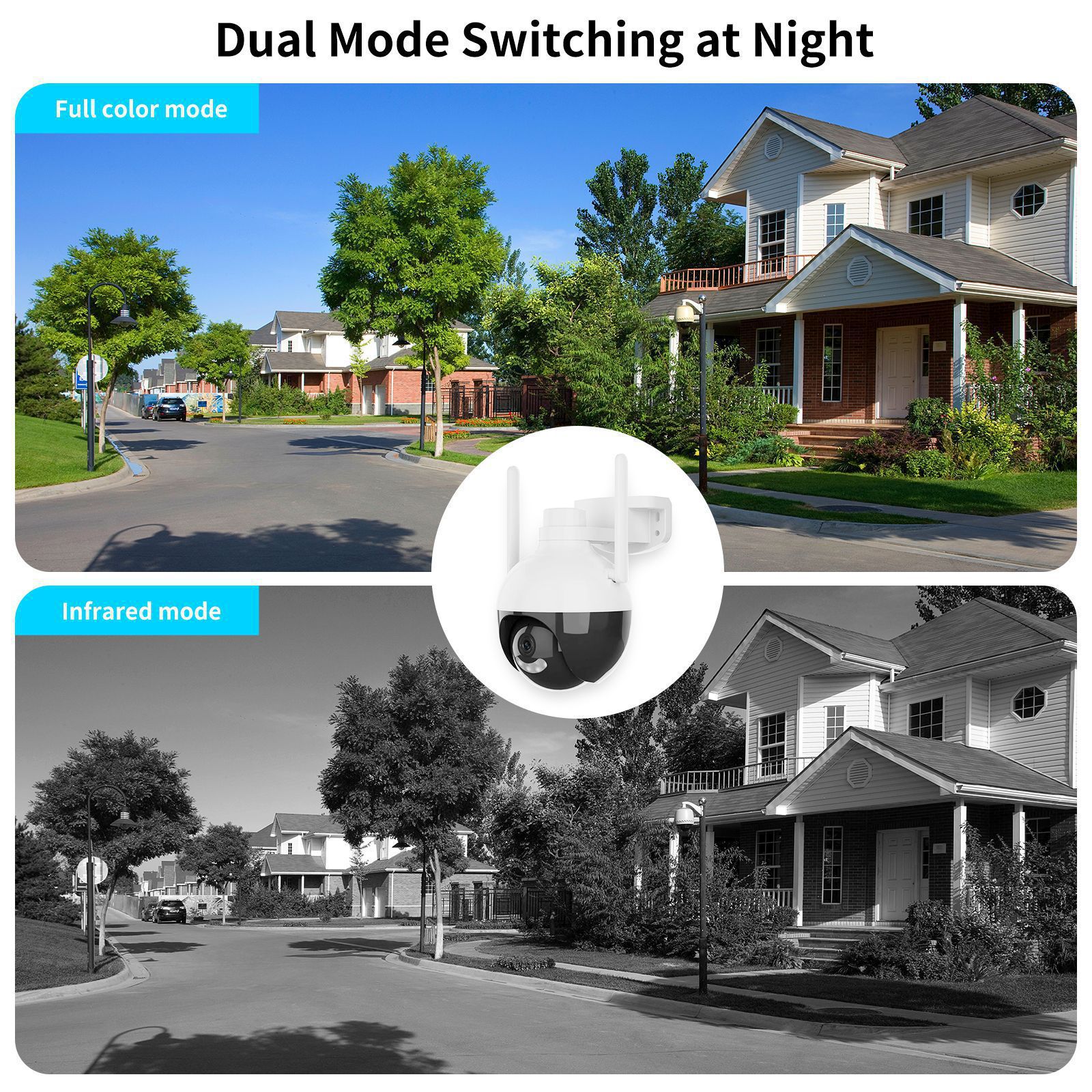 Tuya PTZ impermeable vigilancia graffiti cámara panorámica inalámbrica WiFi doble luz visión nocturna a todo color cámara domo