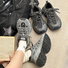 厚底老爹鞋女2025新款秋季复古百搭休闲鞋网面透气运动鞋跑步鞋潮