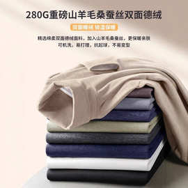 高品质绵羊毛桑蚕丝高领德绒打底衫男士2026秋冬新款保暖长袖t恤