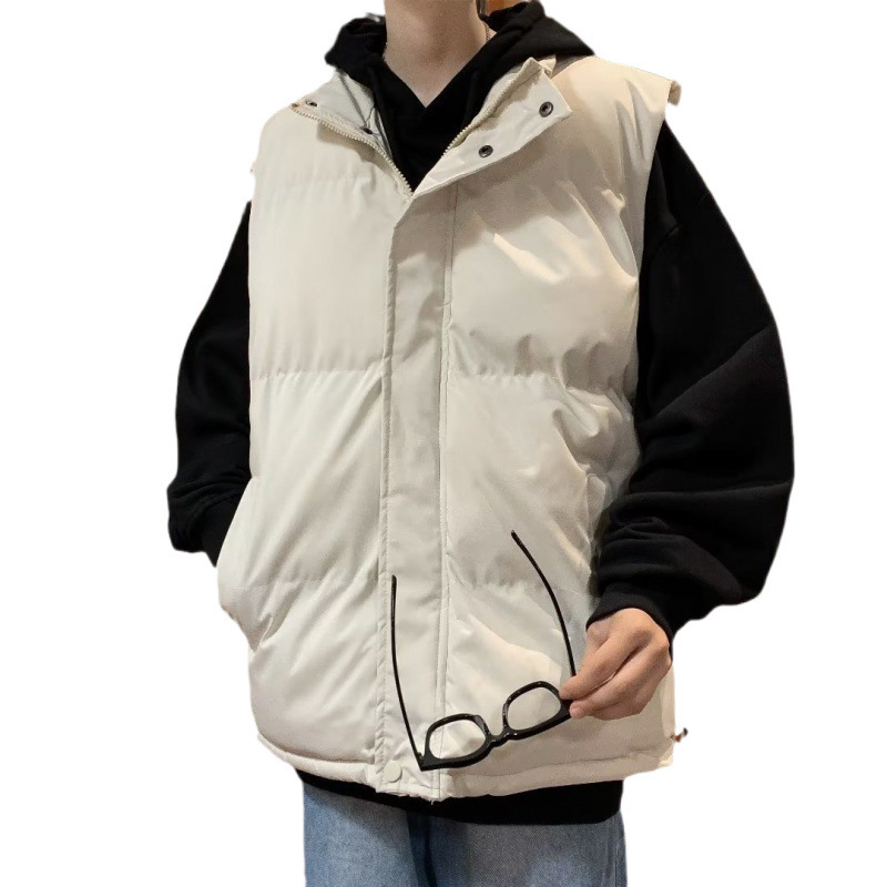 Otoño y invierno estilo coreano chaleco de moda masculino y femenino de cuello de algodón delgado bf grueso chaleco de hombro caliente chaqueta de clip de caballo