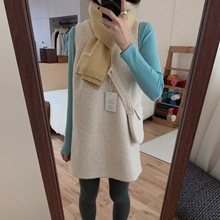 实拍  韩系马卡龙 中领针织毛衣打底VS羊羔毛背心裙女装 配包包