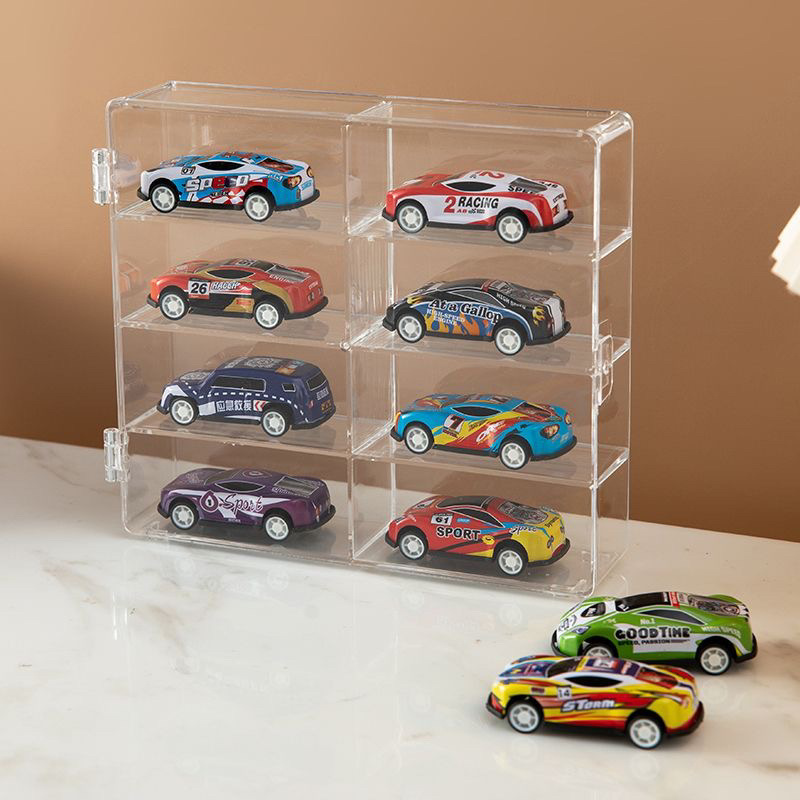 1 Kidsren's Toy Storage Box Rack Collection Model Transparent Hot Wheels Domeka 64Caitom Alloy Car