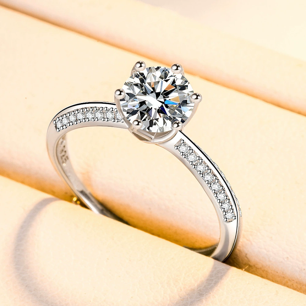 Jingdong Fashion Douyin Хит продаж Полукрест Montellar Mossian Montellar Diamond кольцо женское шесть зубов 1 карат открытое кольцо