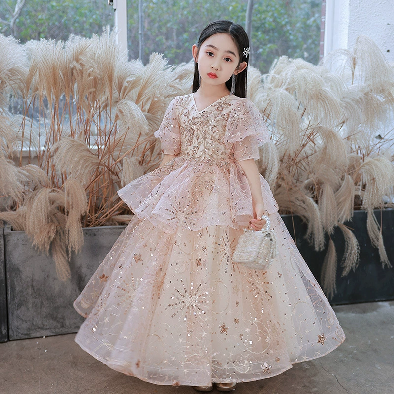 Платье для девочки Платье принцессы Детский костюм для фортепиано на день рождения Свадьба для девочки-цветочка Весна для маленькой девочки
