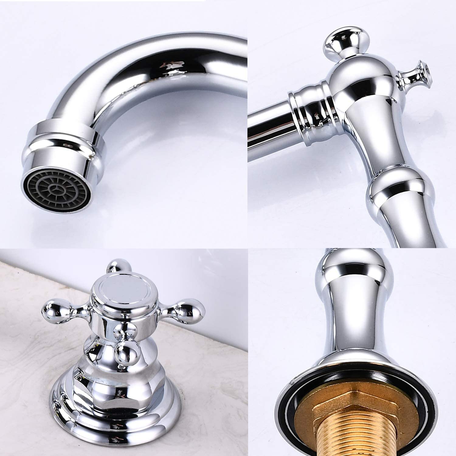 Copper antique bathroom sink bathtub three-piece set, faucet, plum blossom handwheel, three-hole washbasin, ceramic basin, black faucet undefined