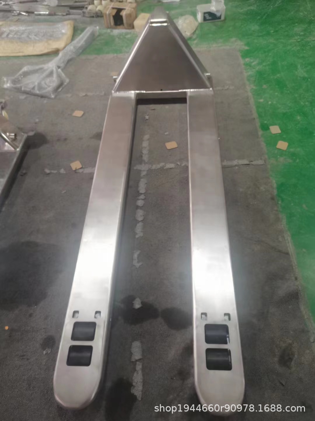 钧力加长加厚不锈钢托盘搬运车手动液压搬运叉车实载3吨叉长1.8米