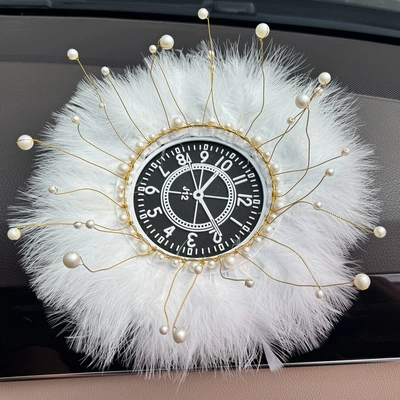 dashboard anti-slip mat car — Anti-slip mat - pine-needle-pearl-feather-clock