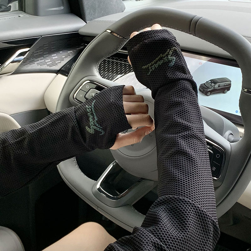 Mangas de hielo mangas de seda de hielo para mujer verano más tamaño suelto al aire libre hueca manga de brazo transpirable manga de protección solar manga de hielo