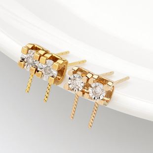 18K Gold Bull Head Diamond Earrings Lace Au750 Bull Head Earrings Earrings Accessories Diamond Inlay Combination