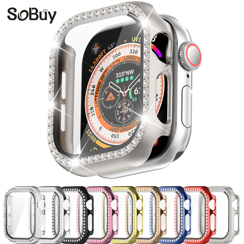 For Apple Watch 10 Representative Shell Apple Watch Diamond-encrusted Protective Case One-piece Shell iWatch Border