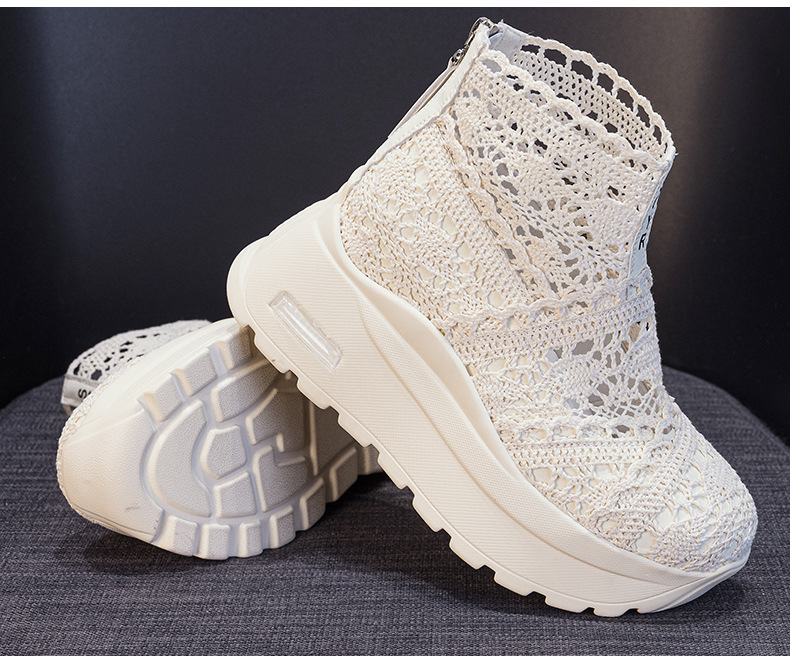 Giày sneaker nữ đế dày lưới ren hở mũi phong cách thể thao thời trang — Be 5067, Vang 5067, Den 5067 chi tiết 21