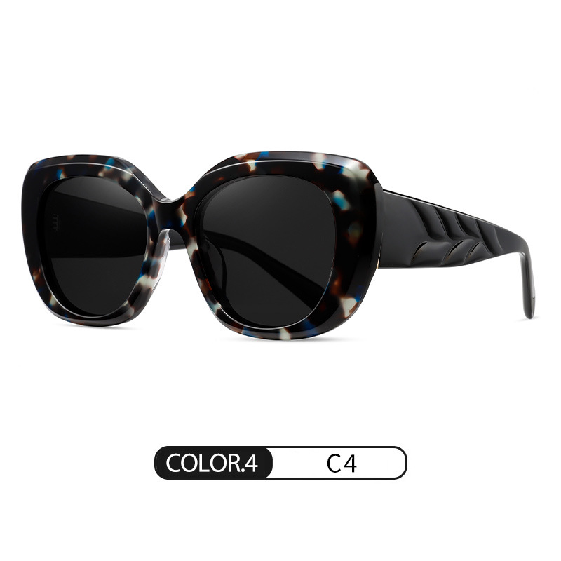 Gafas de sol de montura grande con sentido premium para mujeres europeas y americanas S32121 Gafas de sol polarizadas con placa anti-ultravioleta de tendencia retro