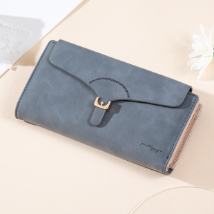 Wallet Women's New European and American Retro Zipper Long Wallet Large Capacity Women's Folding Clutch Multi-Card Wallet
