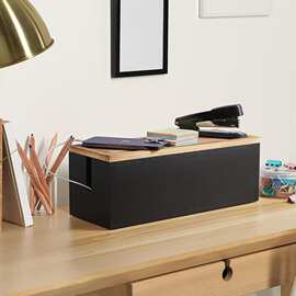 木质电线收纳盒家居数据线理线盒带盖插板收纳盒电线实木整理盒