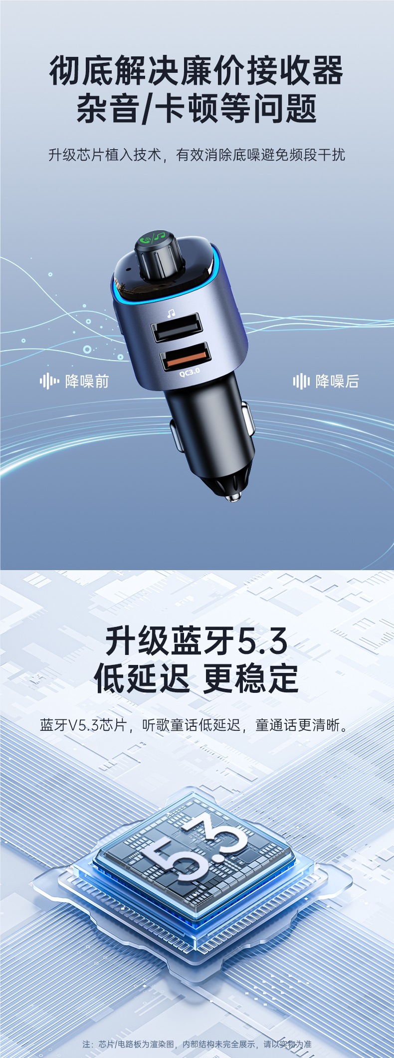 Philips Car Bluetooth Receiver Lossless Sound Quality Mp3 Player Car Cigarette Lighter Multi-Function Converter